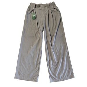 Halara Women's Gray Wide Leg Pleated Polyester Elastane Pants Size M NWT